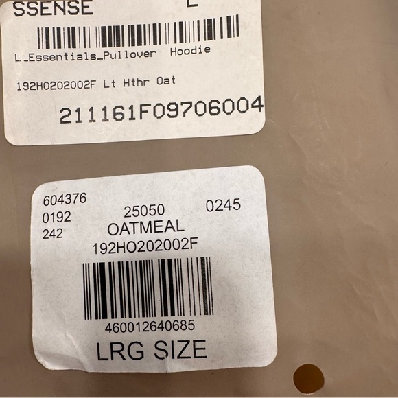 Fear of God Essentials Light Oatmeal Pullover Hoodie Size Large NWT - Picture 9 of 9